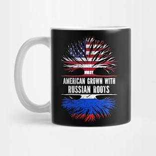 American Grown with Russian Roots USA Flag Mug